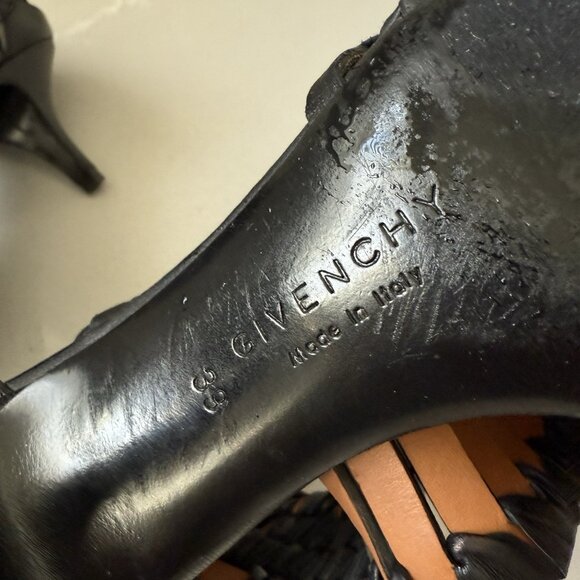 Givenchy Size 39 G Woven Nappa Black Leather Sandals Heels  Zip Open Toe + Box - Picture 10 of 15
